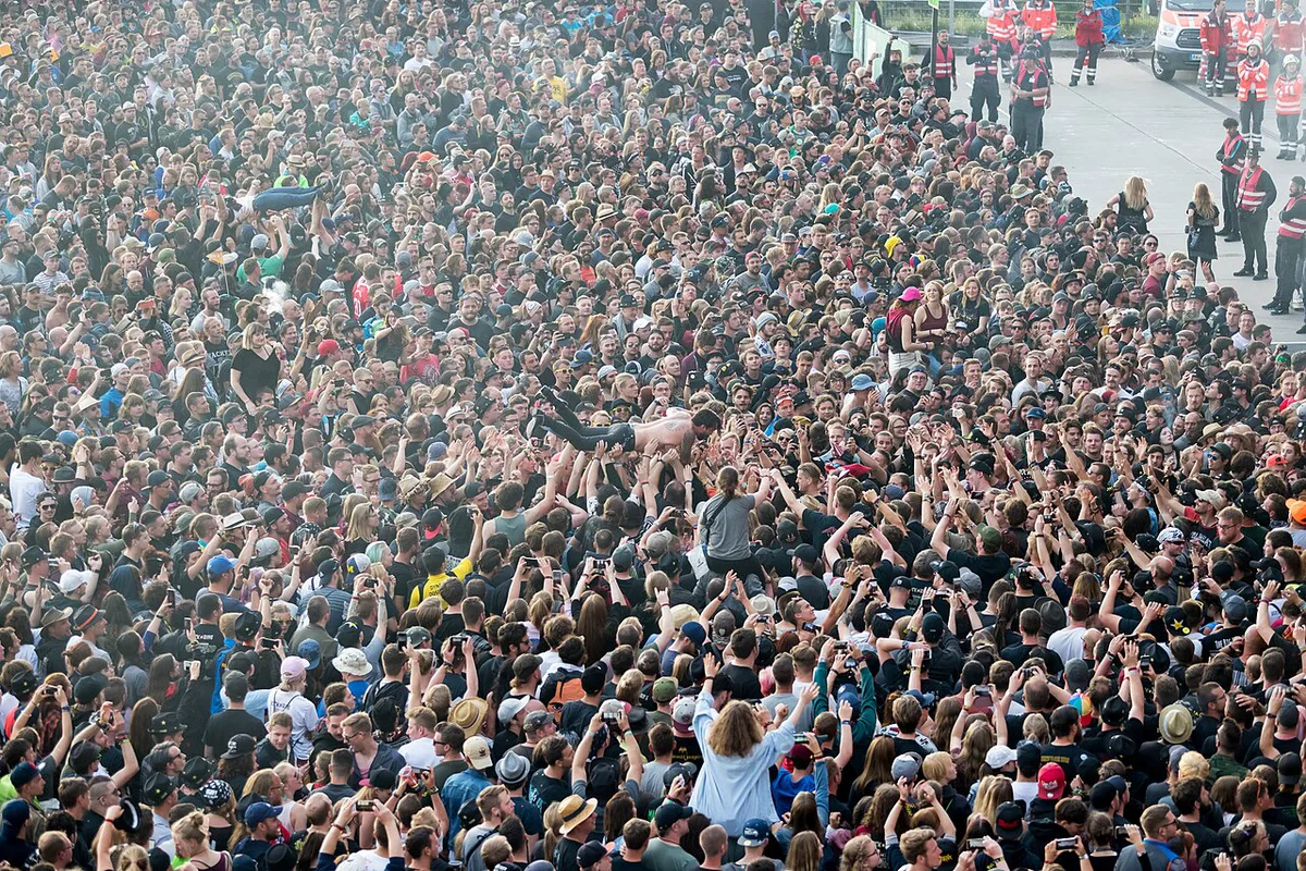 Festival crowd in front of a stage in the Eifel hills at Rock am Ring — 1